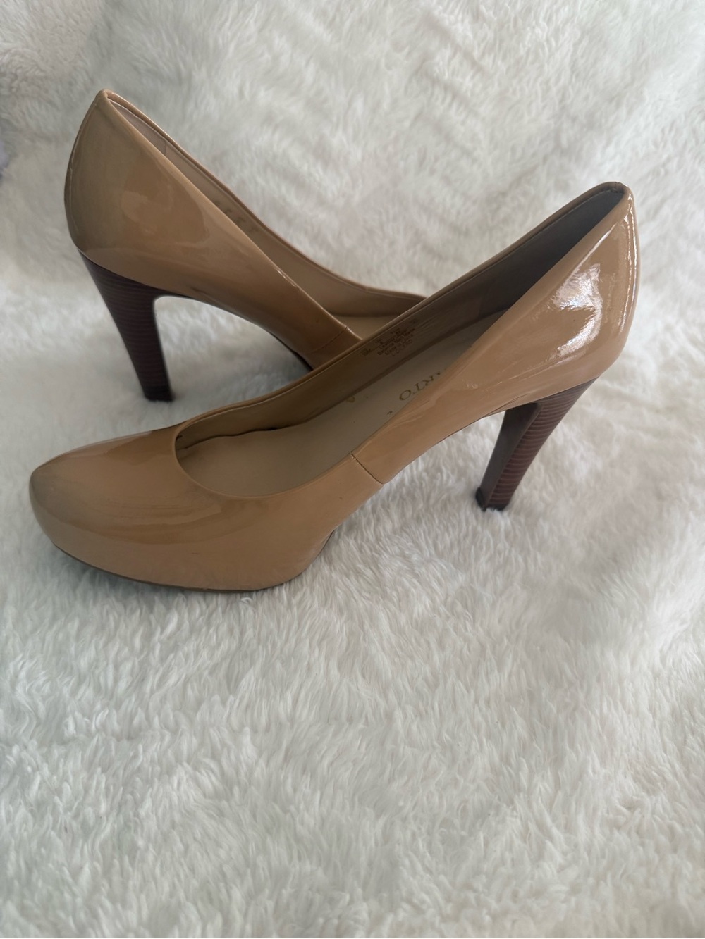 Franco Sarto Patent Nude Platform Pumps